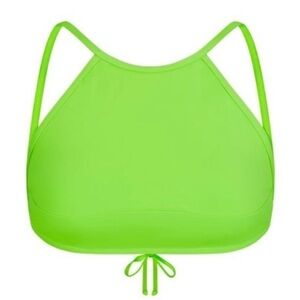 NWOT SKIMS Neon Gree Recycled Swim High Neck Bikini Top
